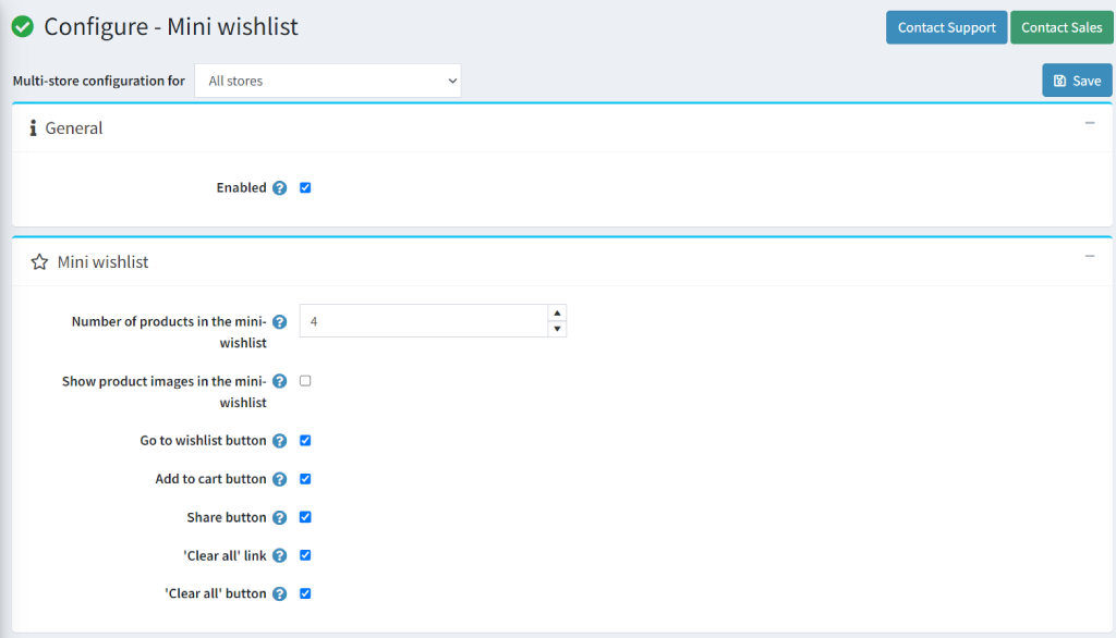 mini wishlist configure
